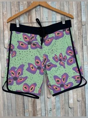 Lost Enterprises 30 Shocker Scallop 18” Board Shorts Swim Trunks Surf‎ Funky Y2K